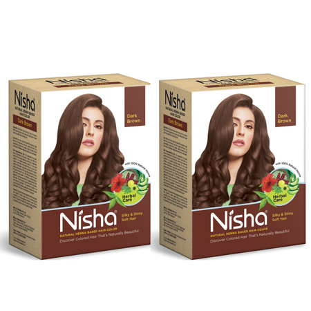 (2 pack) Nisha (Pack 6) Henna Hair Color Dye Permanent Black Hair Color 100% Grey Coverage Dark Brown 0.35 oz Each Pack | Walmart (US)