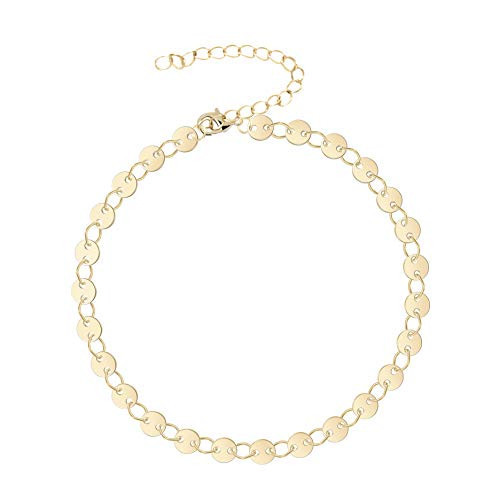 Dainty Gold Coin Chain Bracelet,Simple Delicate Round Disc Chain Layering Link Bracelets for Women | Amazon (US)
