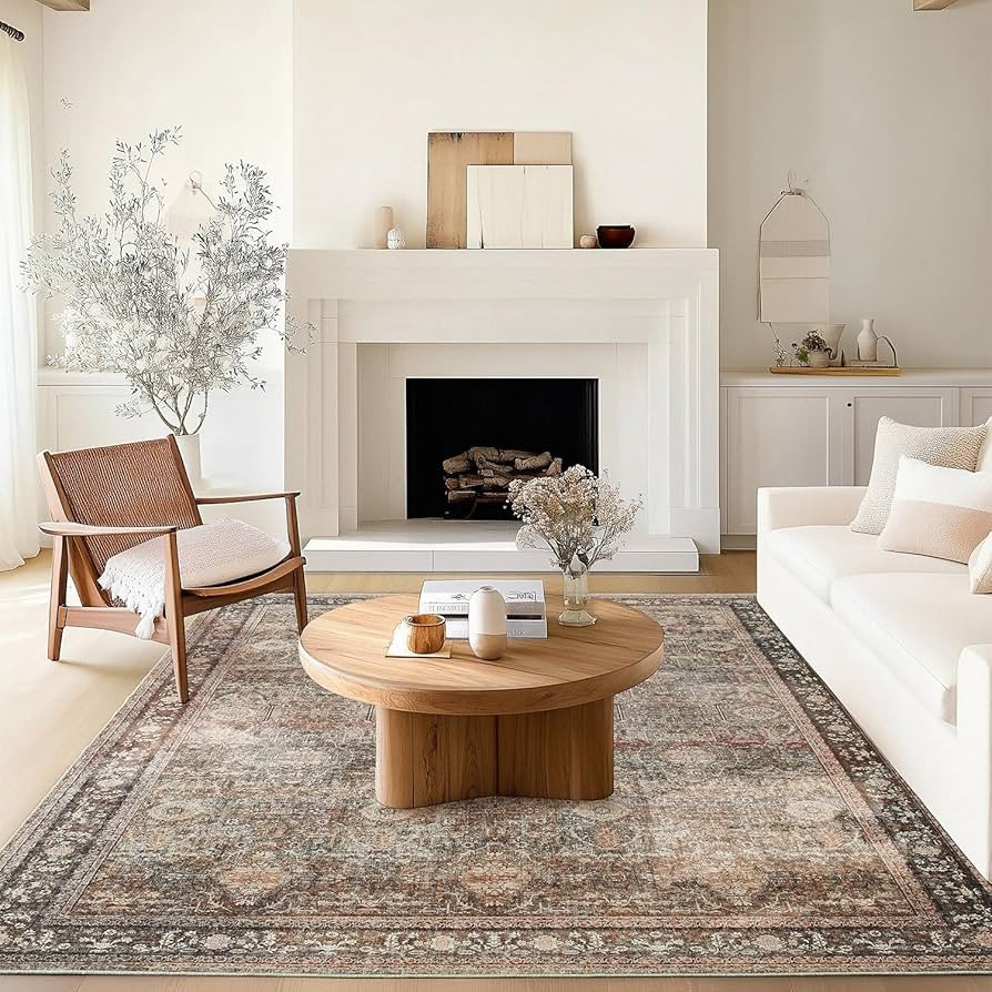 Rugs for Living Room 8x10 Large Area Rug Washable Non Slip Carpet Boho Floral Rug Stain Resistant... | Amazon (US)