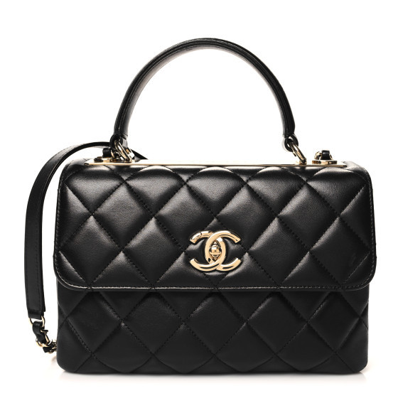 Lambskin Quilted Small Trendy CC Dual Handle Flap Bag Black | FASHIONPHILE (US)