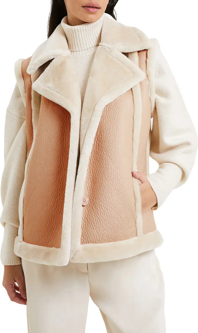 Belen Faux Fur Trim Faux Leather Vest | Nordstrom