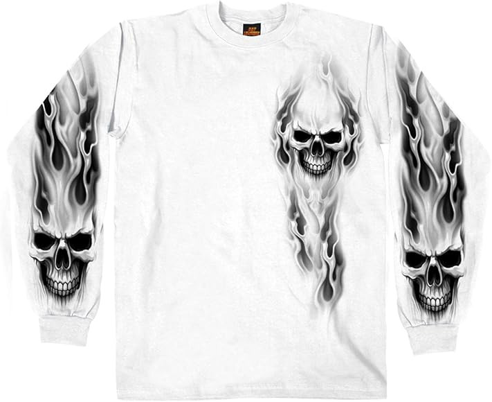 Hot Leathers Men's Ghost Skull Long Sleeve Shirt | Amazon (US)