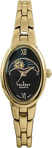 Peugeot Women's Oval Sun Moon Phase Roman Numeral Metal Link Bracelet | Amazon (US)