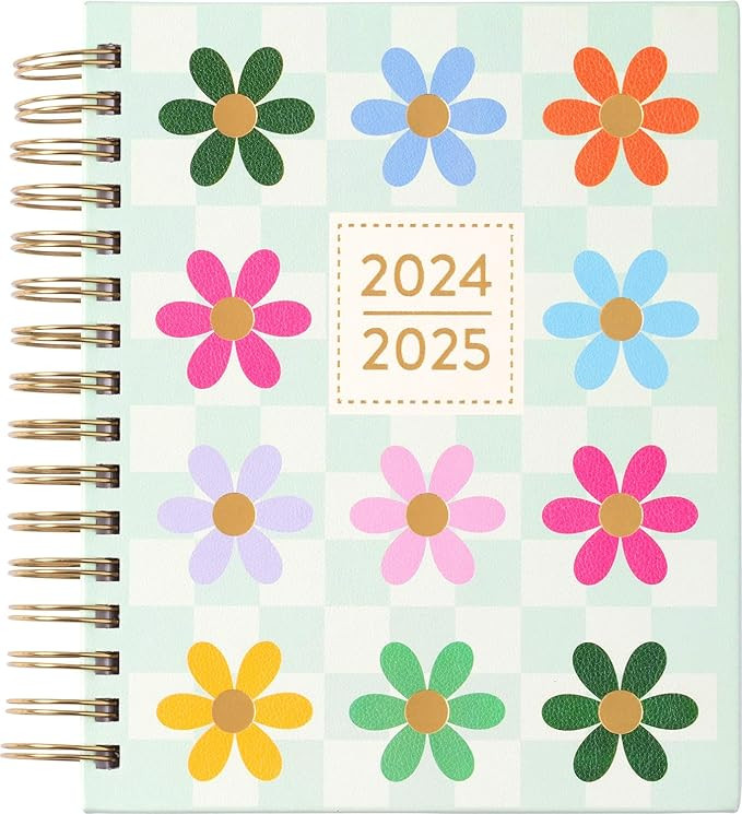 2024-2025 Eccolo Spiral Agenda Planner, Checkered Flowers, 18 Months, Weekly & Monthly Views, Sti... | Amazon (US)