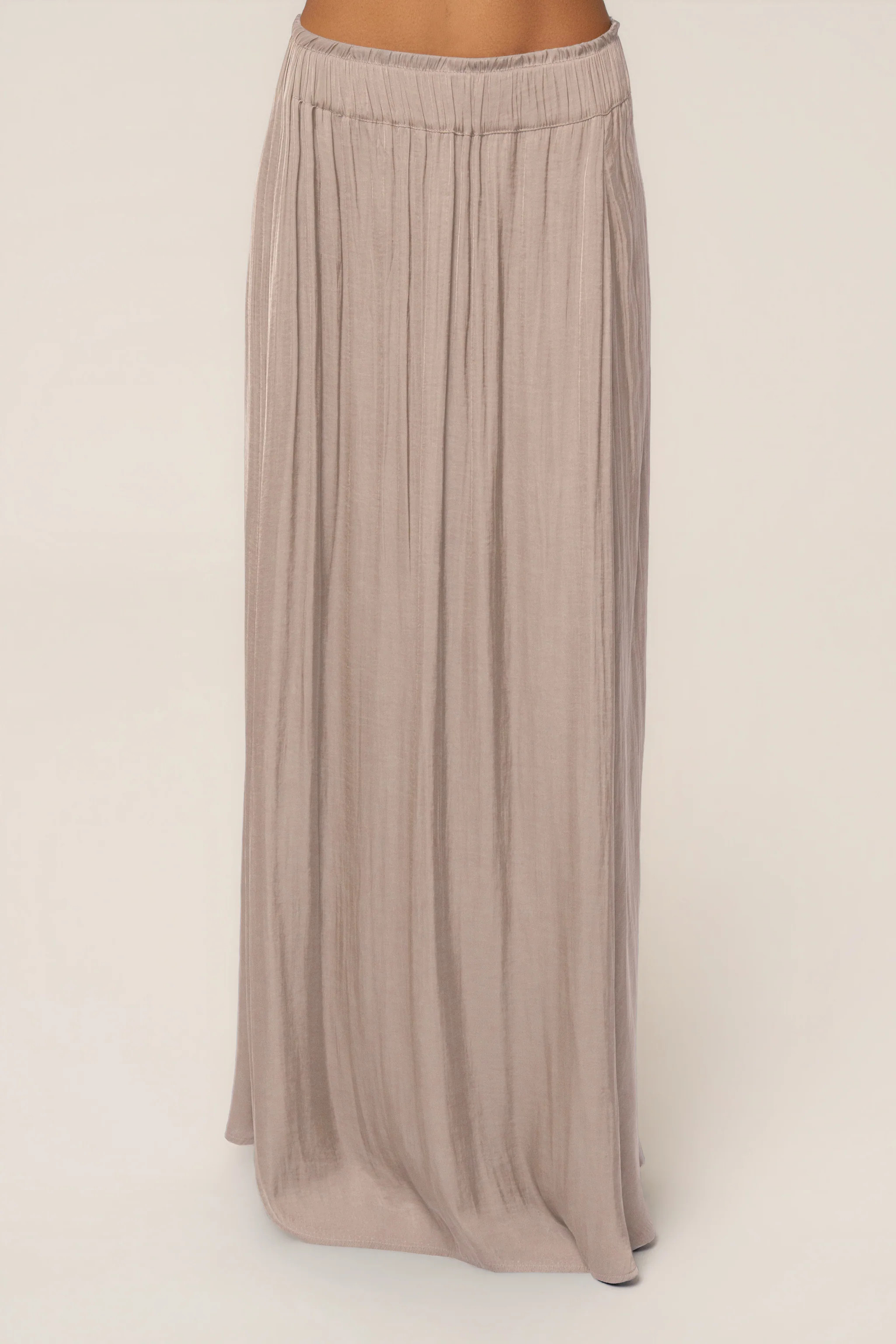 Beige River Satin Maxi Skirt | JLUXLABEL US