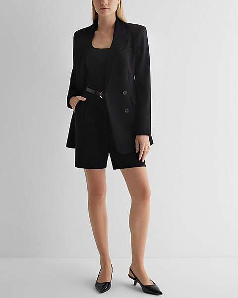 Super High Waisted Tailored Pleated Bermuda Shorts | Express