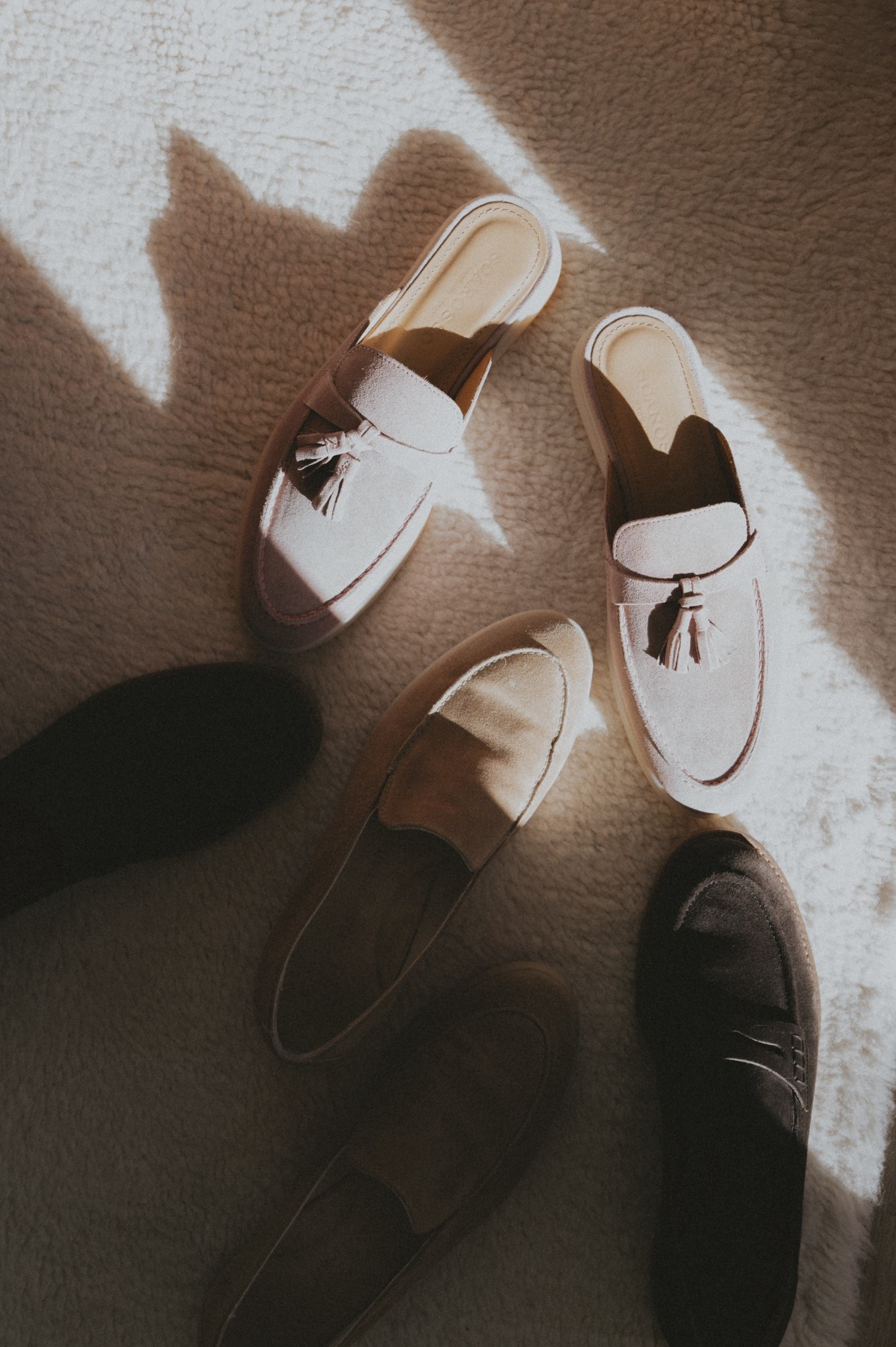 Ready 🛥️ for the season of white rubber soles shoes. 
Here: Scarosso Lucrecia mules in pink suede with tassels & Paul Green loafers (a good well worn pair in beige and a new one in dark brown suede). 

#LTKSeasonal