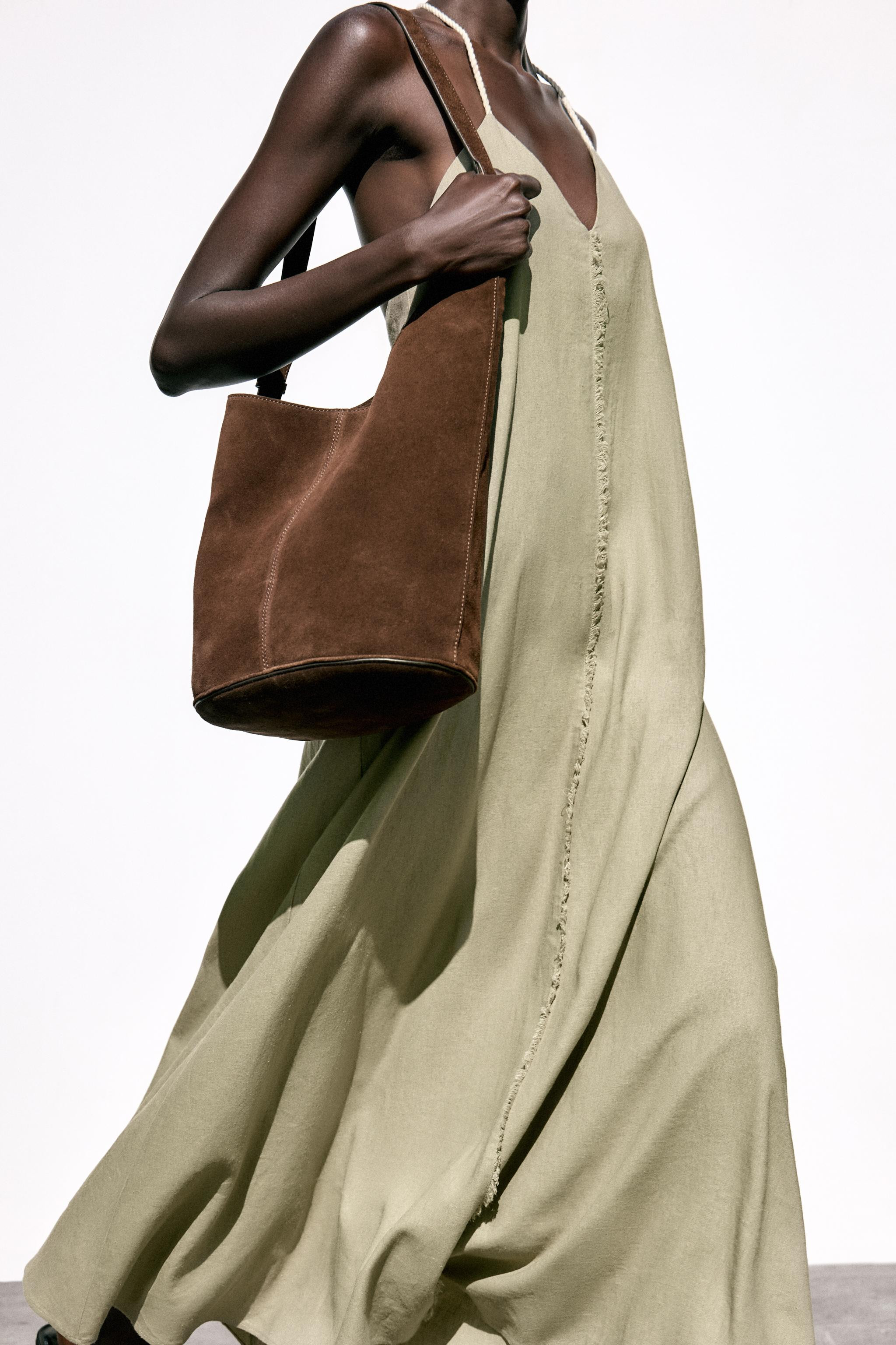 VOLUMINOUS LINEN BLEND MIDI DRESS | Zara UK