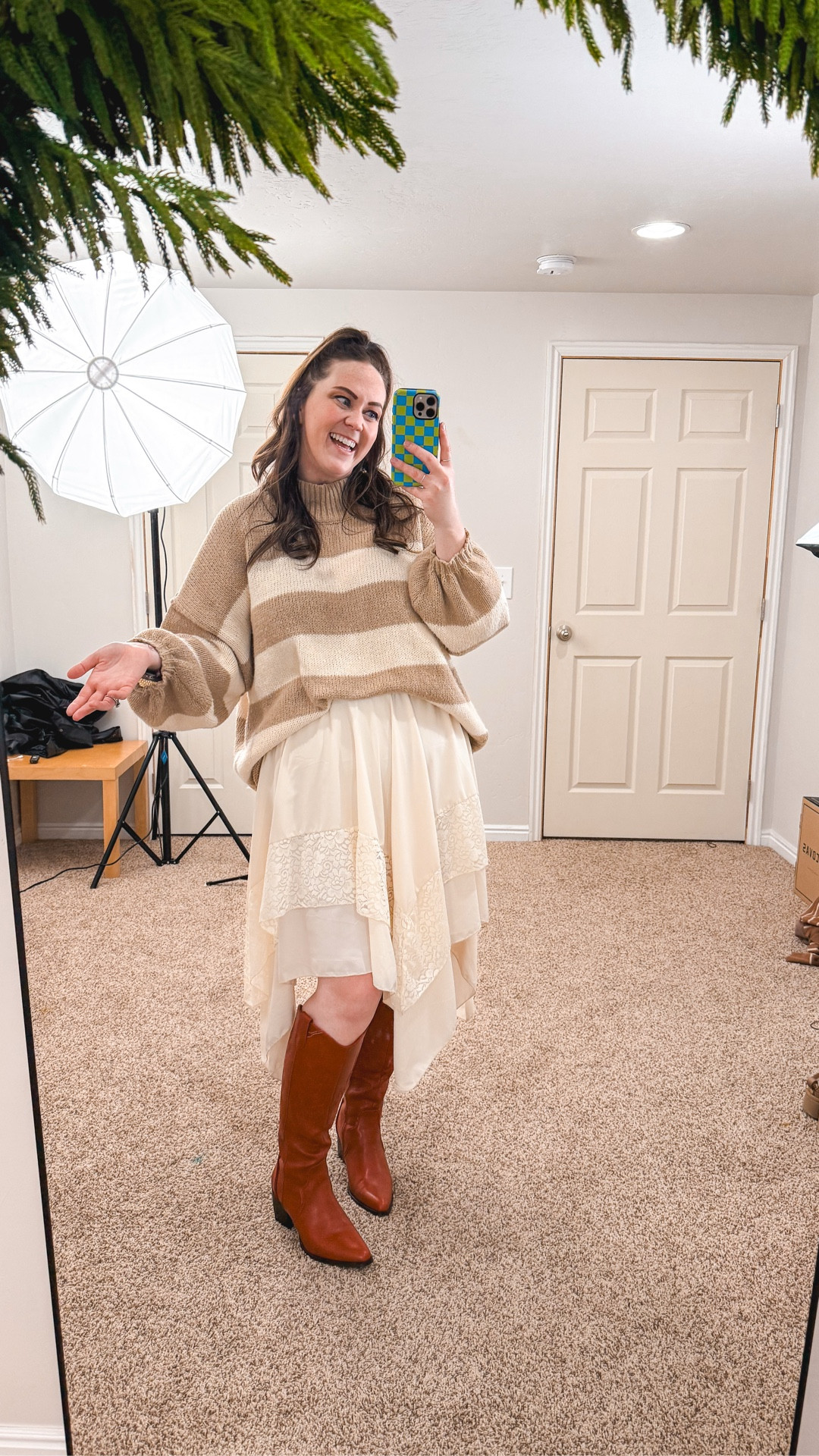 What would have been my Christmas Sunday fit. 🥰 
Sweater (XL) 
Skirt (XL) 

#LTKFindsUnder50 #LTKHoliday #LTKMidsize