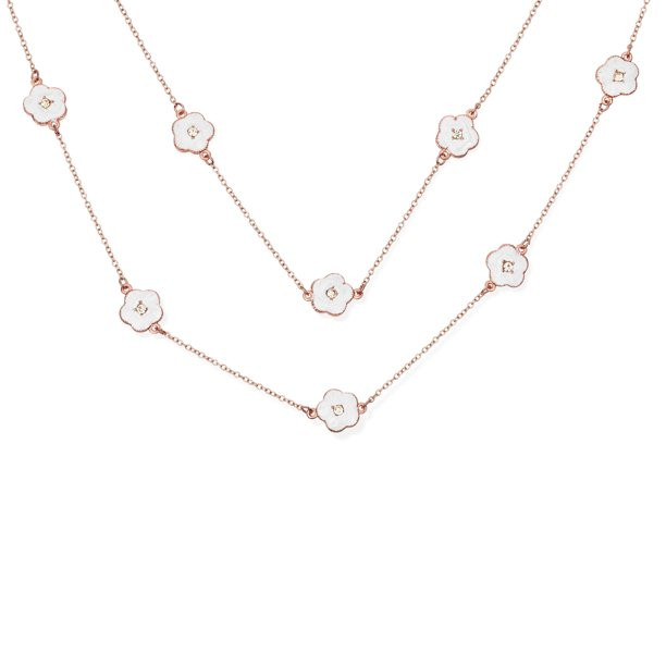 Cream Clover Flower Gold Plated Crystal Chain Wrap Layer Necklace | Walmart (US)