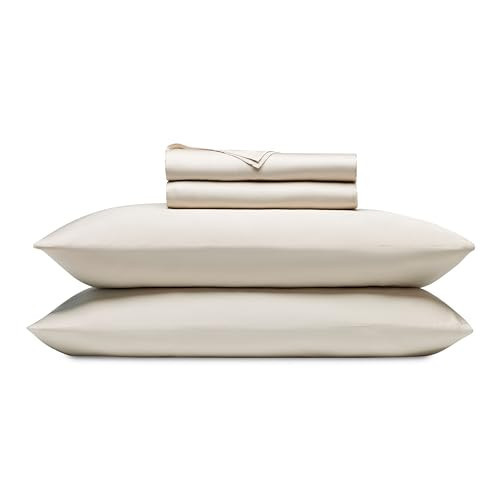 Cozy Earth Luxury Bed Sheet Set - 100% Viscose from Bamboo Fabric, Ultra-Soft & Breathable, Fits Regular & Deep Pocket Mattresses up to 20" - 4 Pieces Queen Sheet Set Oat | Amazon (US)