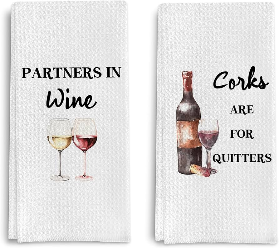 Funny Wine Kitchen Towel Set, Decor Gifts for Women & Wine Lovers, Funny Tea Towels, 2 x 16x24 In... | Amazon (US)
