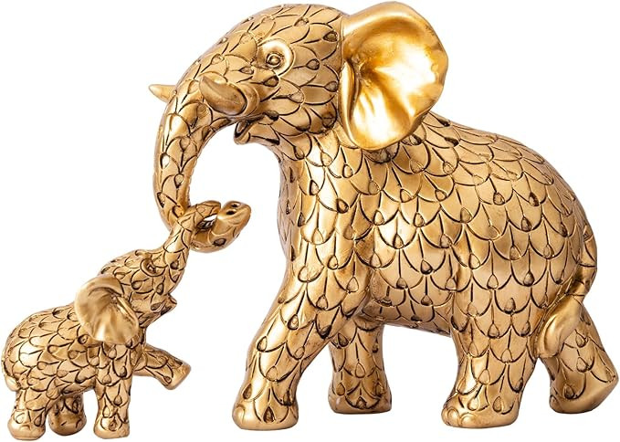 Vintage Gold Elephant Statue.Inspiring Good Luck,Health and Strength.Unique Elephant Figurines Gi... | Amazon (US)