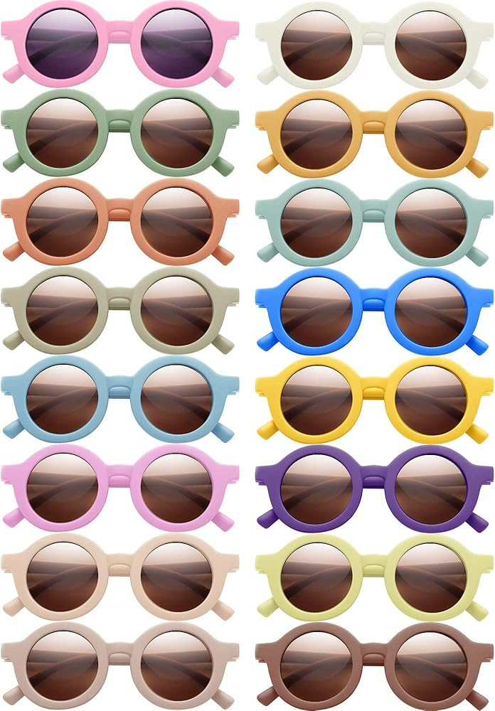 Frienda 16 Pairs Kids Sunglasses Cute Round Sunglasses Toddler Glasses for Kids Boys Girls Beach ... | Amazon (US)