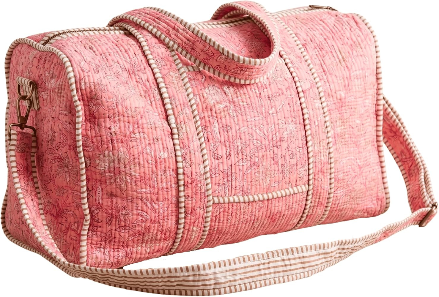 ATOSII Hand Block Print 100% Cotton Quilted Large Duffle Bag for Overnight Trip, Travel Weekender... | Amazon (US)