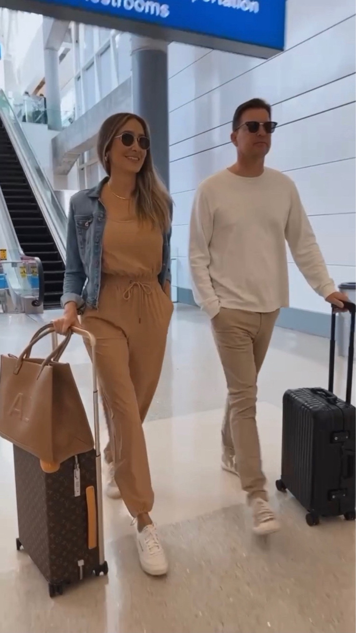 Airport outfit for warmer destinations couples edition. Love this jumpsuit, so flattering and comfortable. Everything fits true to size I am wearing a size small. 



#LTKStyleTip #LTKOver40 #LTKSeasonal