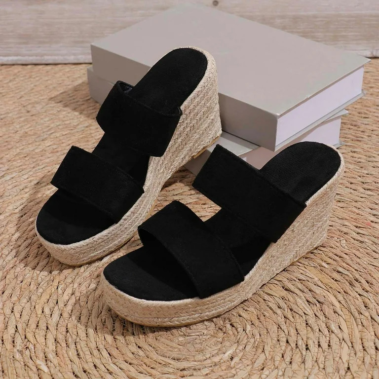 Leesechin Womens Wedge Platform Sandals Espadrilles Two Strap Woven Slip On Summer Cute Slide San... | Walmart (US)