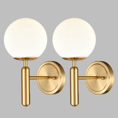 Modern Gold Wall Sconce with Globe Milk Glass Shade 2 Pack | Wayfair North America
