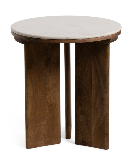 22in Marble Wooden Side Table | TJ Maxx