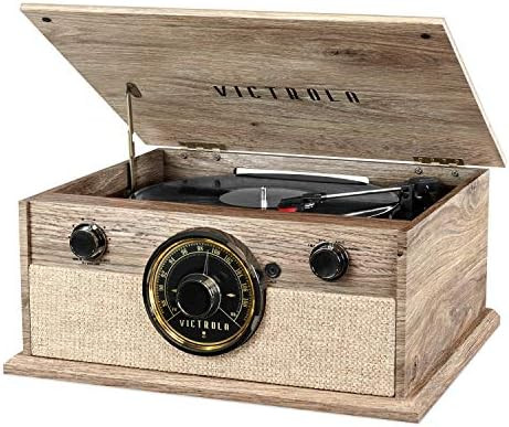 Victrola 4-in-1 Cambridge Farmhouse Modern Bluetooth Turntable with FM Radio, Farmhouse Oatmeal | Amazon (US)