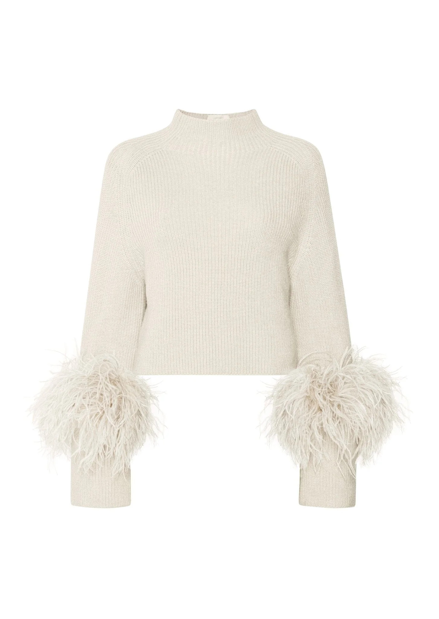 Wool Cropped Raglan Sweater With Feathers | Lapointe (US)