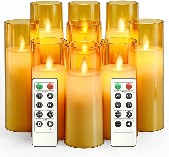 Kakoya Flickering Flameless Candles, Battery Operated Plexiglass LED Pillar Candles with Remote C... | Amazon (US)