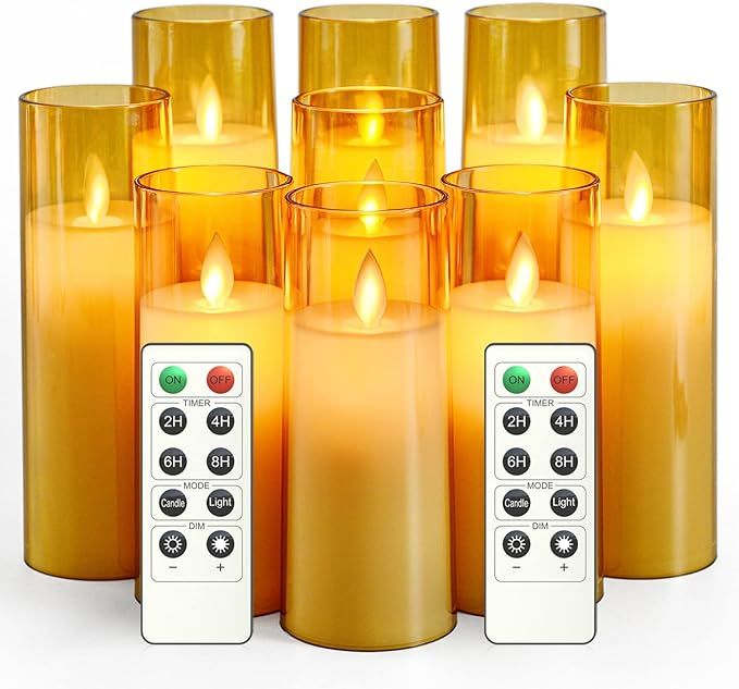Kakoya Flickering Flameless Candles, Battery Operated Plexiglass LED Pillar Candles with Remote C... | Amazon (US)