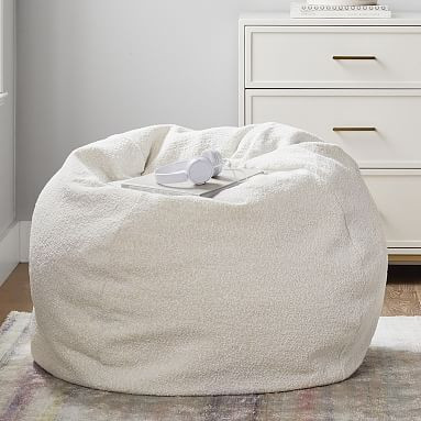 Chunky Boucle Ivory Bean Bag Chair | Pottery Barn Teen