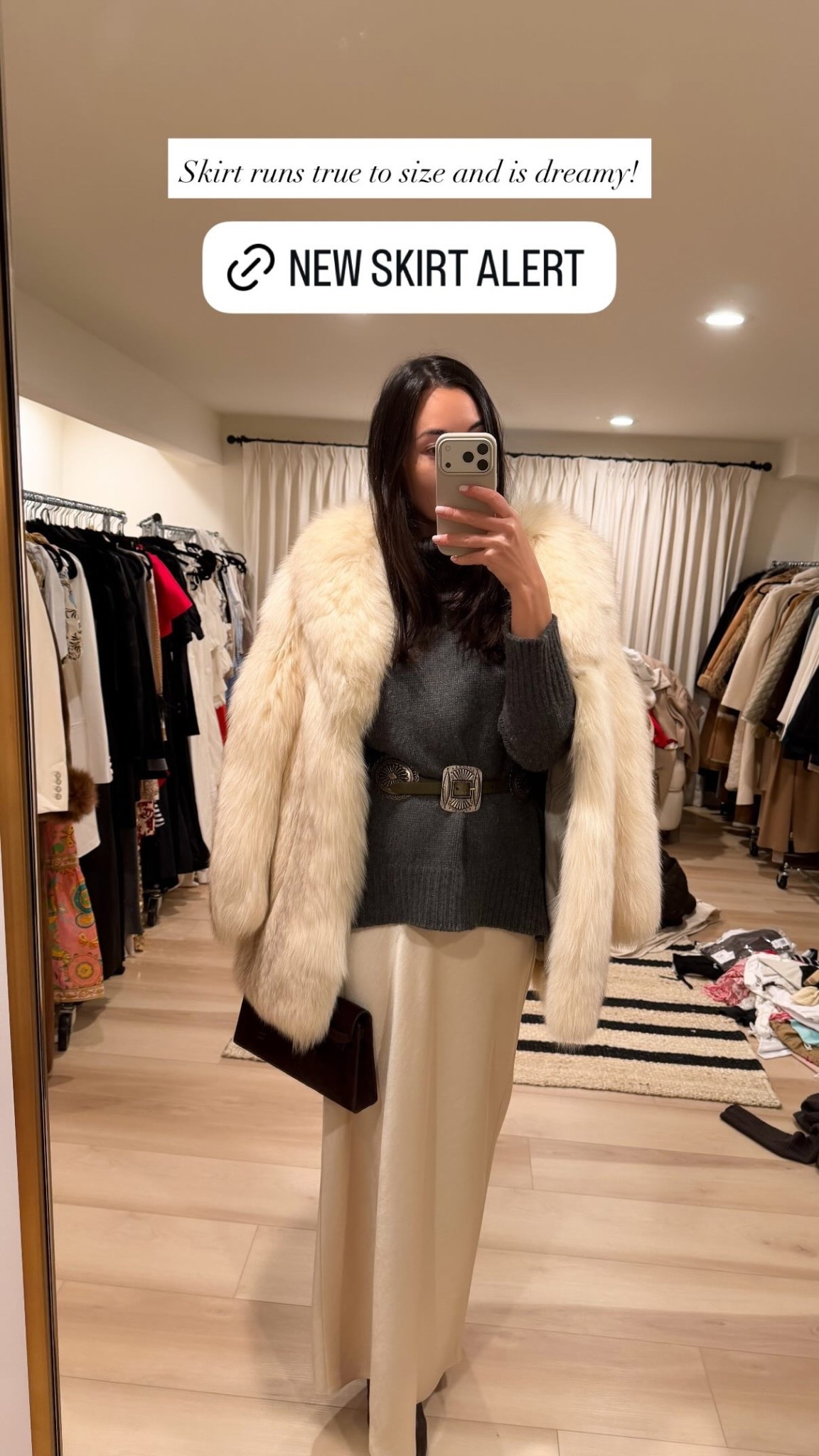 Switzerland outfit, grey turtleneck is Cuyana similar below, vintage fur coat, Vince silk skirt, Ralph Lauren belt, winter outfit, date night outfit. 

#LTKTravel #LTKdayinmylife #LTKootd