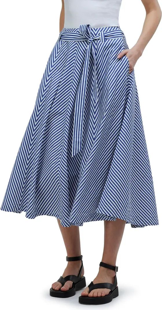 Madewell Stripe Flare Poplin Midi Skirt | Nordstrom | Nordstrom