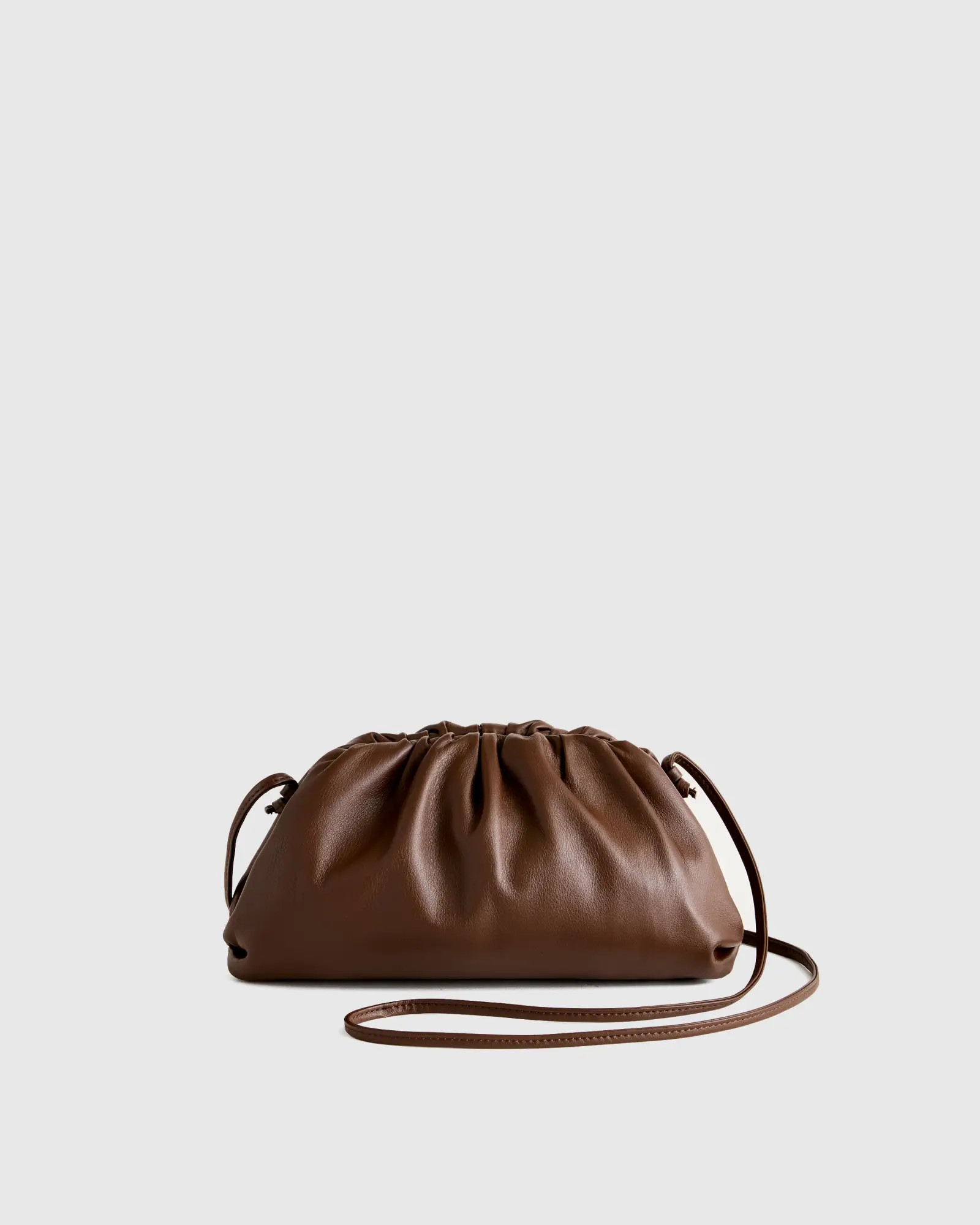 Italian Leather Pouch Crossbody Clutch in Dark Brown | Quince
