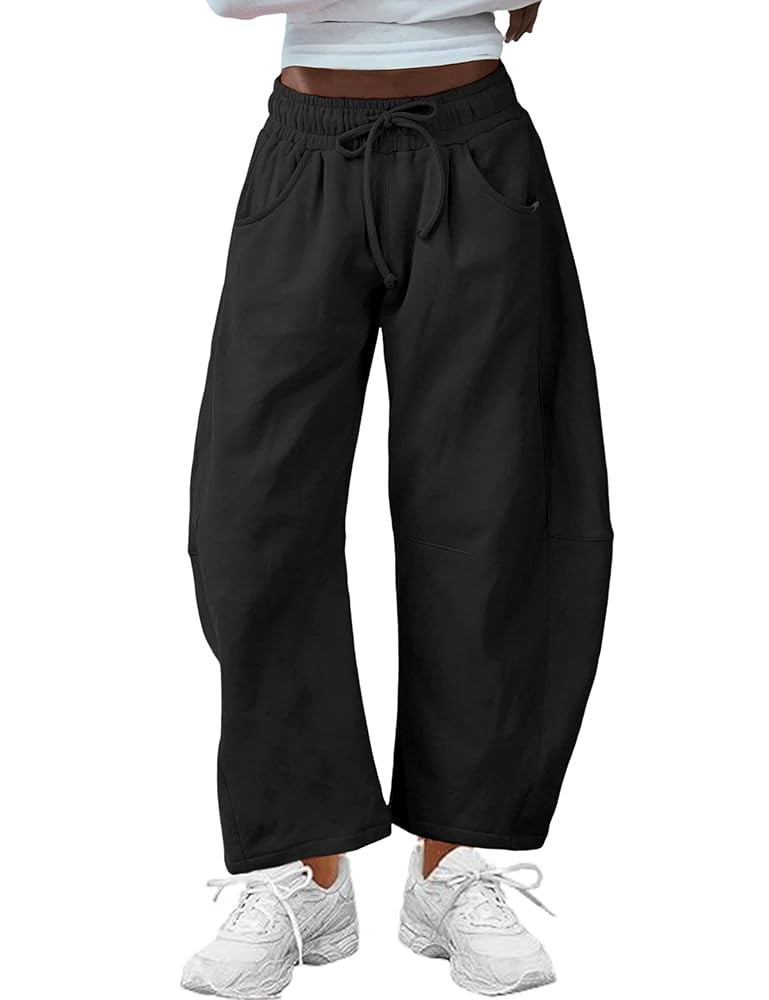 SeekMe Women's Barrel Leg Sweatpant Drawstring Elastic Waisted Wide Leg Pants Casual Cotton Palaz... | Amazon (US)