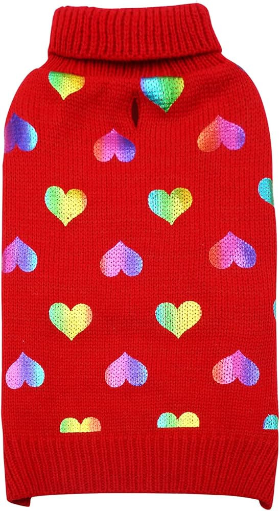 KYEESE Valentines Day Dog Sweaters Colorful Radiant Printing Love Design with Leash Hole Pet Swea... | Amazon (US)