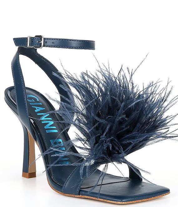 Gianni Bini Neela Feather Square Toe Dress Sandals | Dillard's | Dillard's