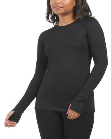 Fleece Lined Long Sleeve Thermal Crew Neck Top | TJ Maxx