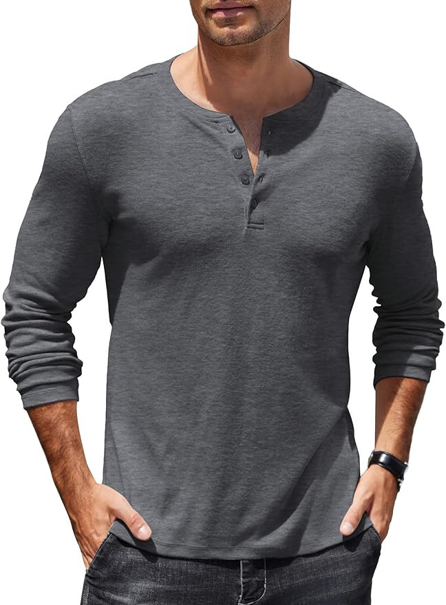 COOFANDY Mens Henley Shirts Long Sleeve Fashion Tee Shirts Slim Fit 4 Buttons T-Shirts Casual Bas... | Amazon (US)