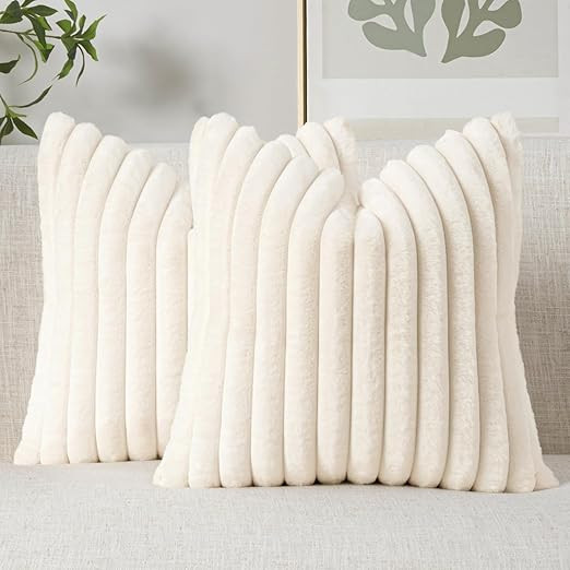 MIULEE Faux Fur Decorative Throw Pillow Covers 18x18 Inch Set of 2, Modern Spring Home Decor Soft... | Amazon (US)