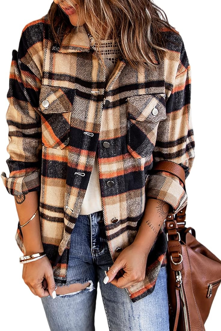 Astylish Women Corduroy Shirts Casual Long Sleeve Button Down Blouses Top | Amazon (US)