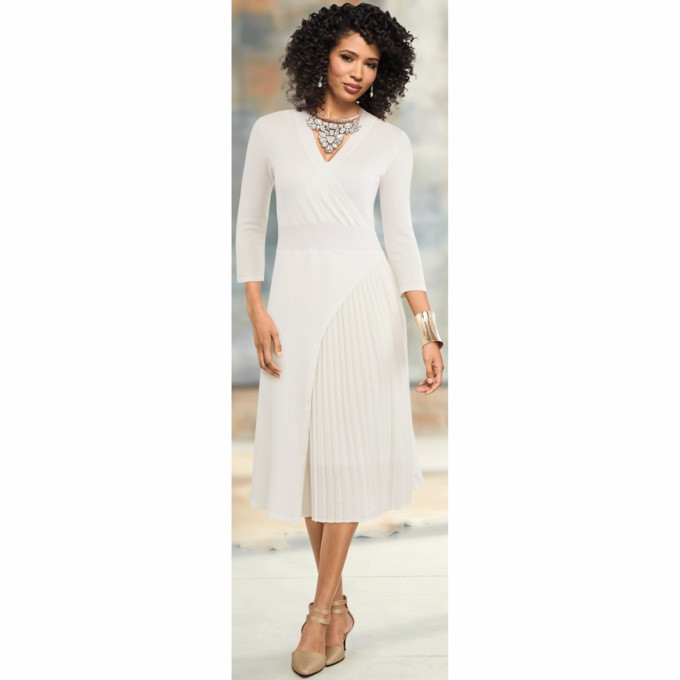 Effie A-Line Sweater Dress with Pleats | Ashro