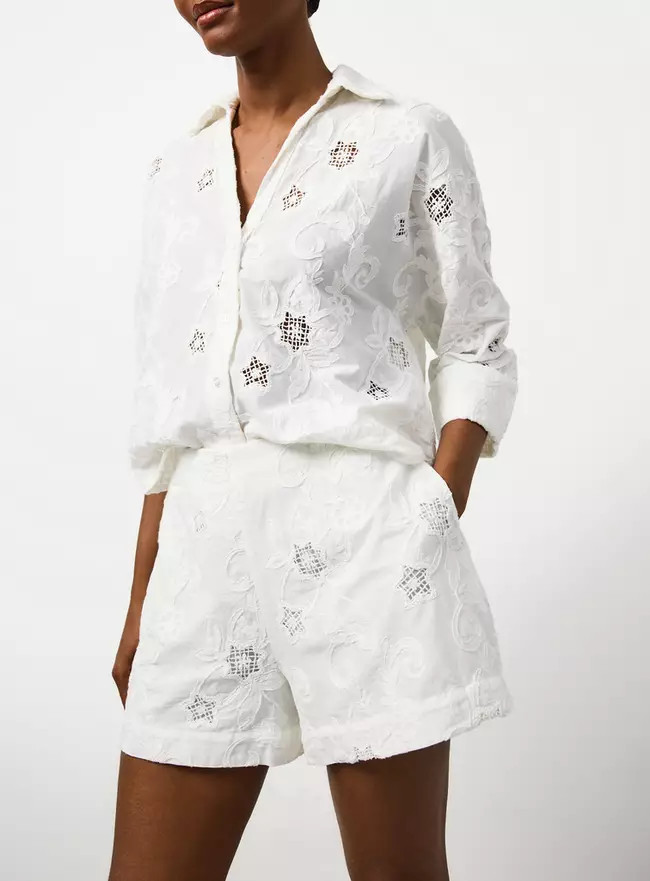 Buy White Lace Broderie Detail Tailored Shorts 22 | Co-ords | Tu | Tu Clothing