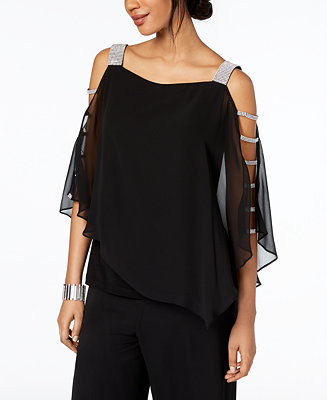 Embellished Cold-Shoulder Top | Macy's