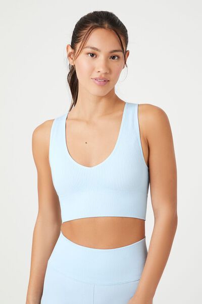 Seamless V-Neck Longline Sports Bra | Forever 21 | Forever 21 (US)