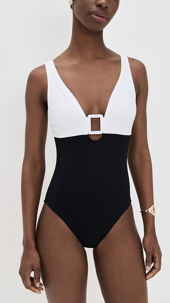 Karla Colletto Mira V Neck Silent Underwire Tank with High Back One Piece | Shopbop | Shopbop