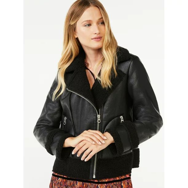 Scoop Women’s Faux Leather Moto Jacket - Walmart.com | Walmart (US)