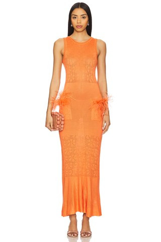 ANDREEVA Knit Dress With Ostrich Feathers Details in Orange from Revolve.com | Revolve Clothing (Global)