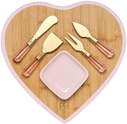 Paris Hilton Charcuterie Board and Serving Set, Bamboo Serving Board, Ceramic Dish, Cheese Utensi... | Amazon (US)