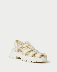 Talia Cream/Natural Caged Sandal | Loeffler Randall