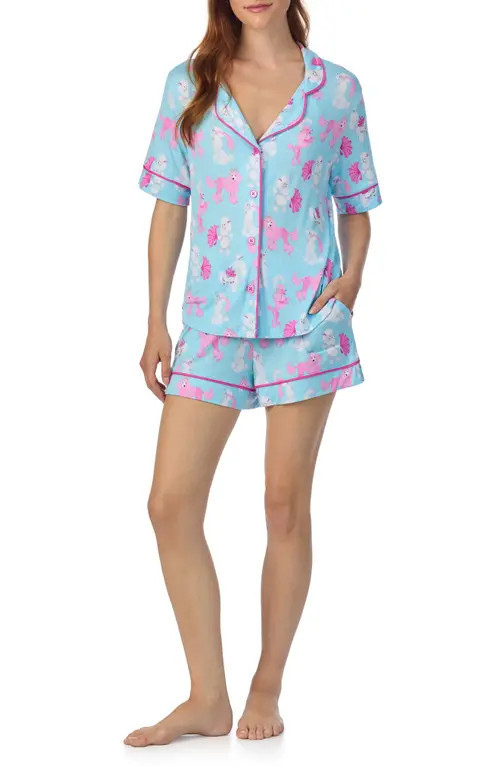 Room Service Pjs Print Short Pajamas in Blue/Pink Print at Nordstrom, Size Large | Nordstrom
