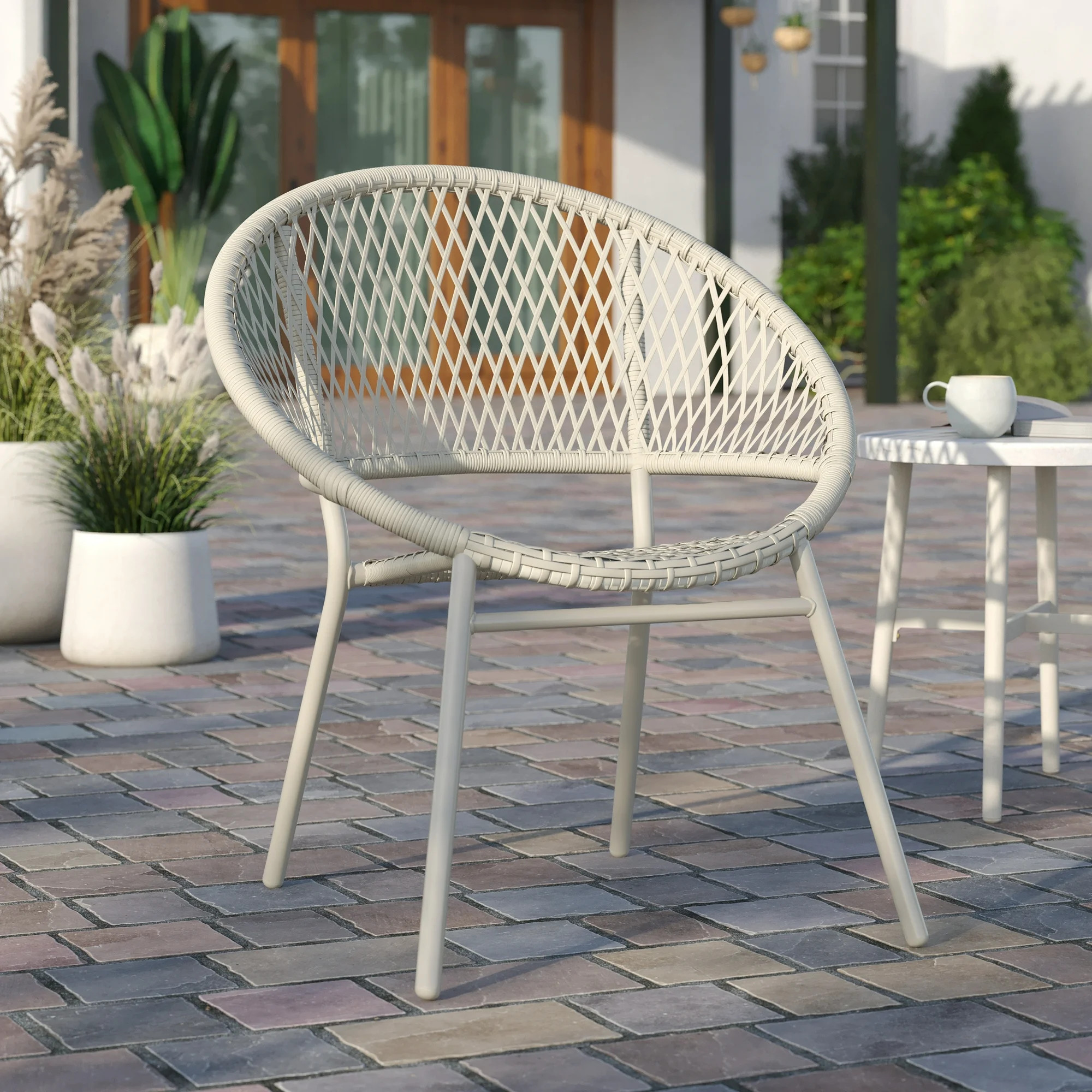 HOMETRENDS Wicker Outdoor Stacking Chair, Greige | Walmart (CA)