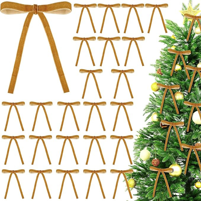 Velvet Christmas Bow 3/8 Inch Rustic Crafts Gift Bows Vintage Velvet Ribbon Wreath Bows for Chris... | Amazon (US)